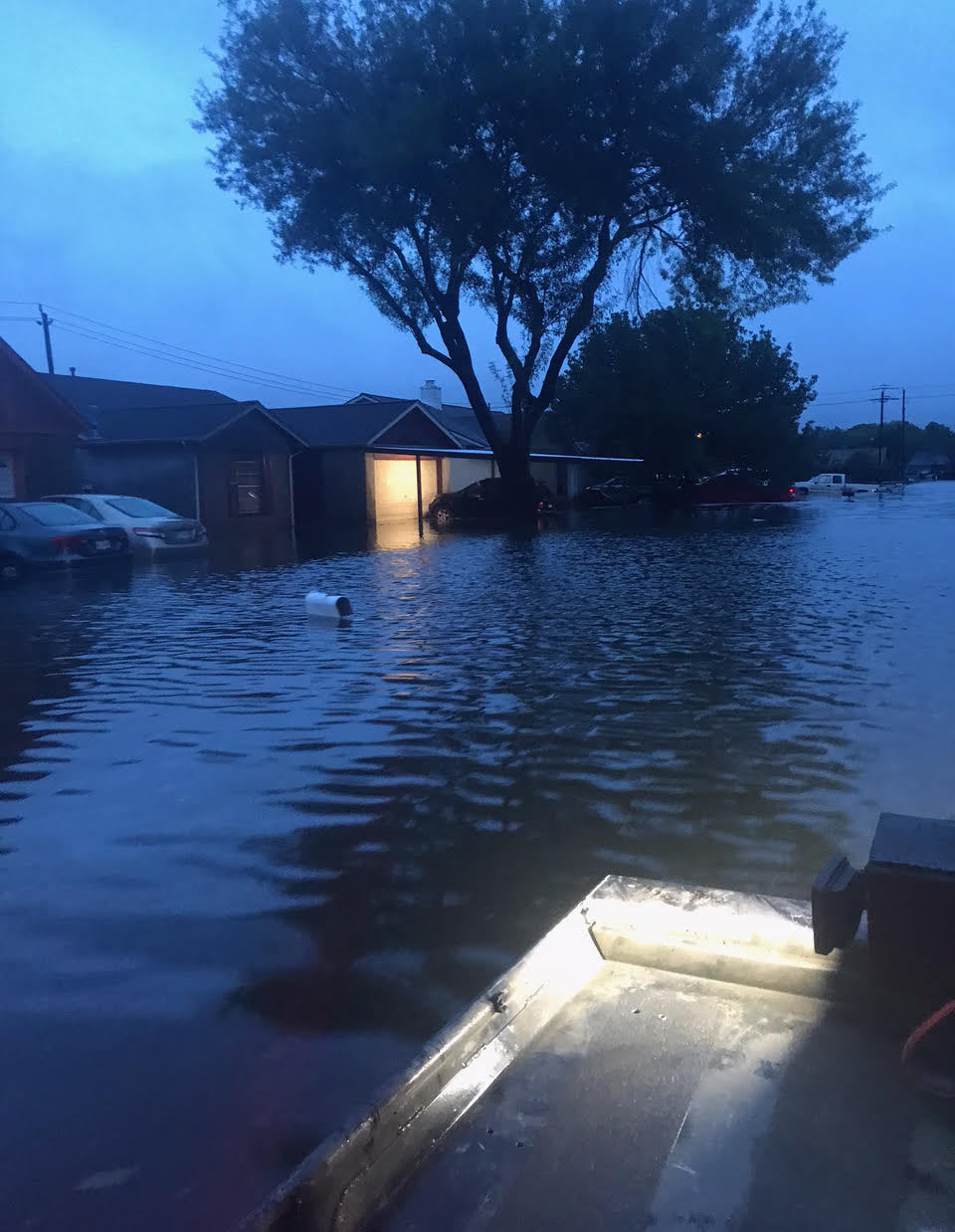 Flooding in residential neighborhood after hurricane