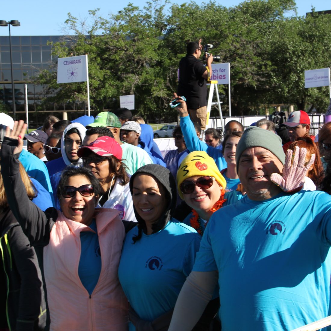 A group of people participating in a charity walk