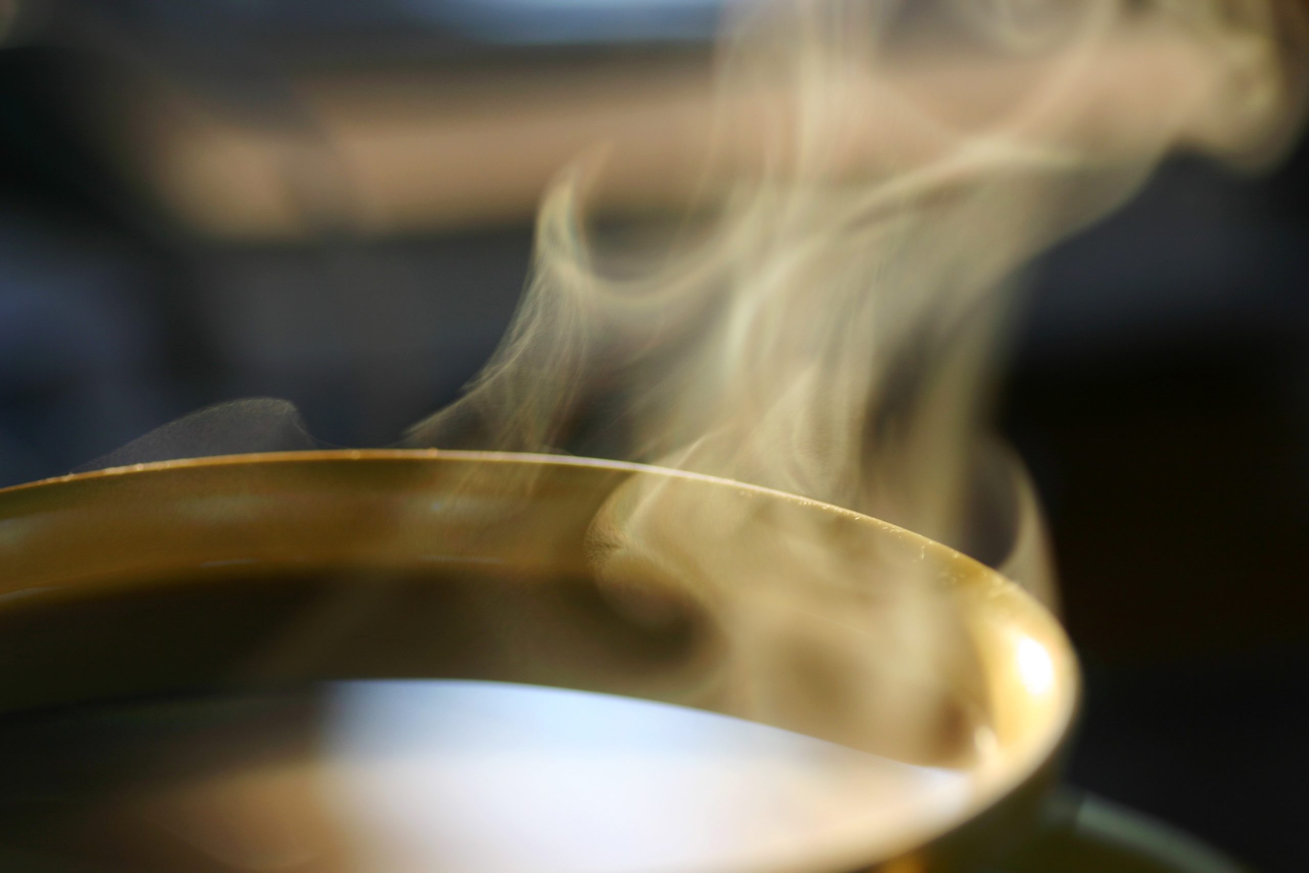 Closeup of steam rising out of bowl