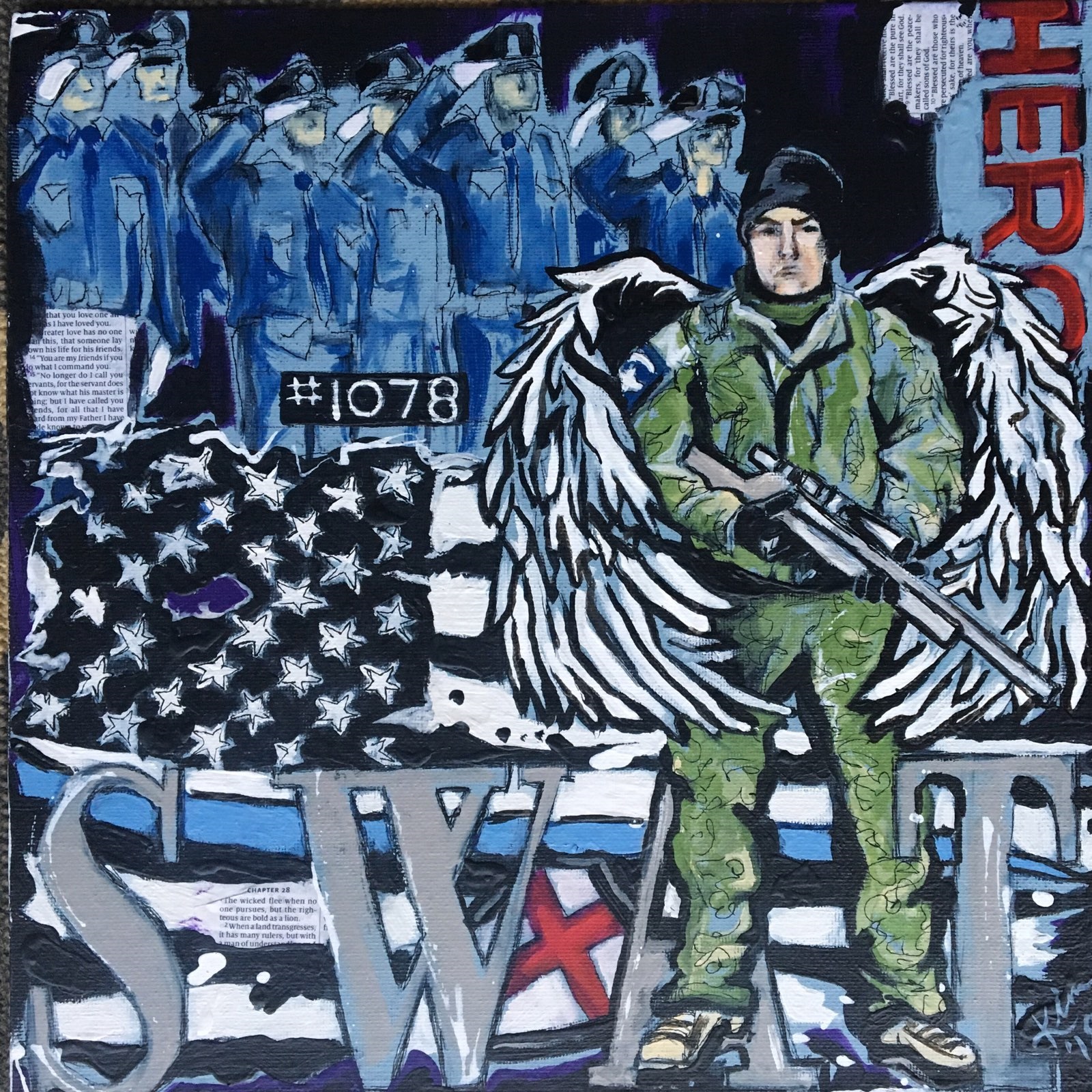 Memorial painting of fallen police officer