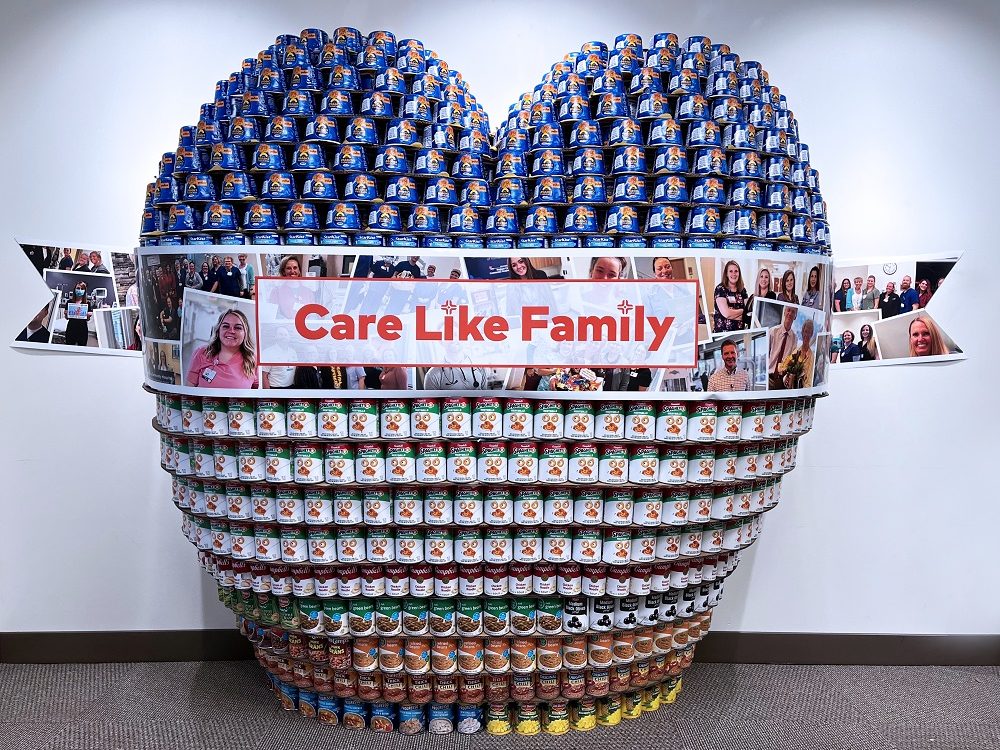 Canned food in the shape of a heart.