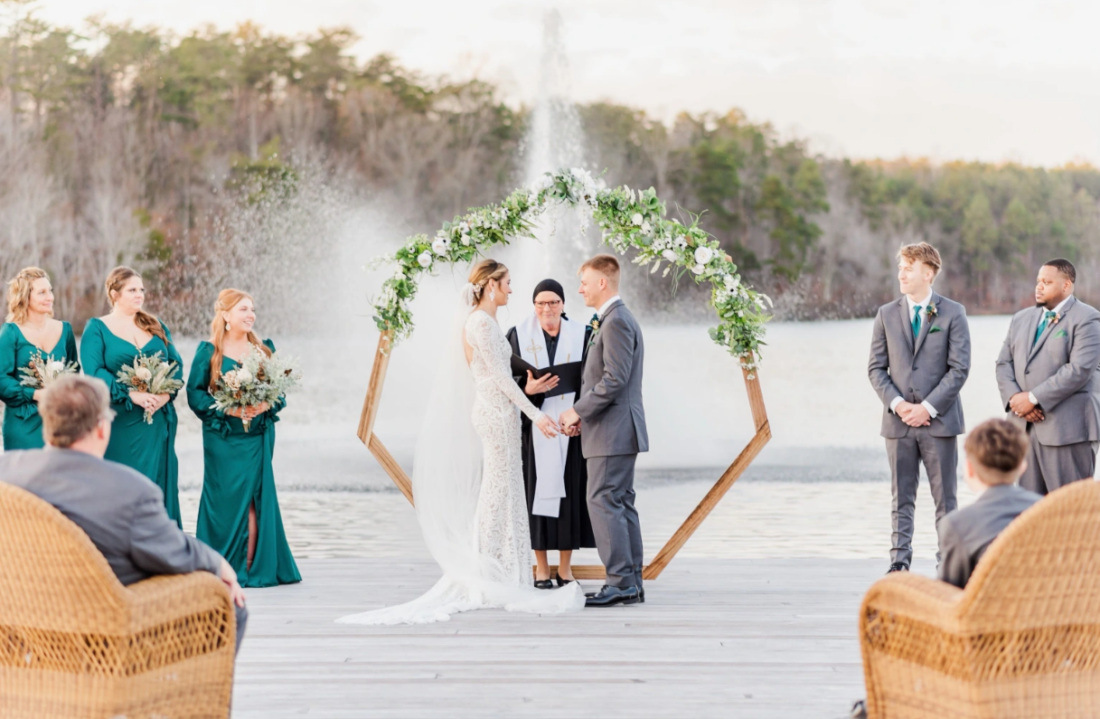 A wedding on the water officiated by a former cancer patient. 