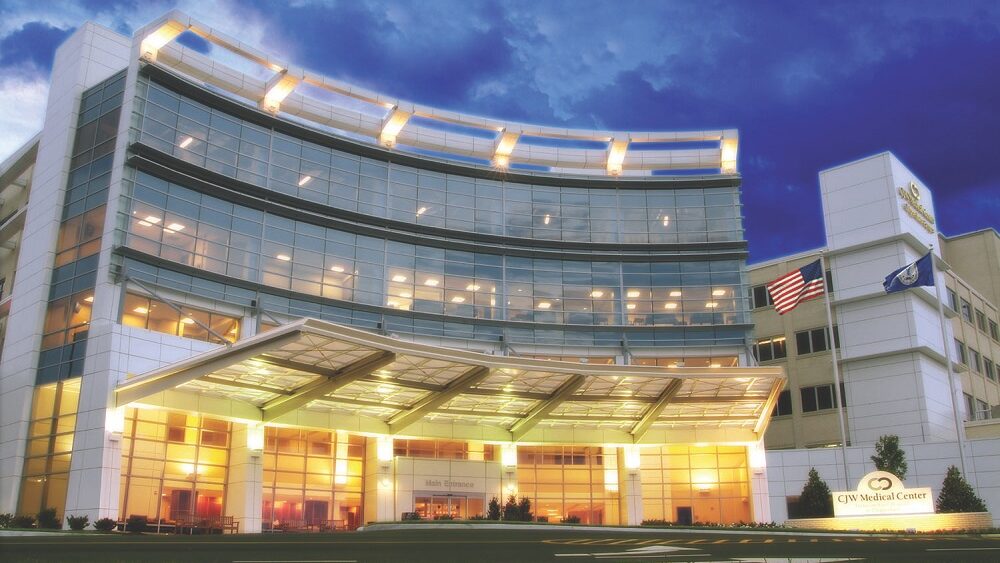 Picture of CJW Medical Center in the evening. 