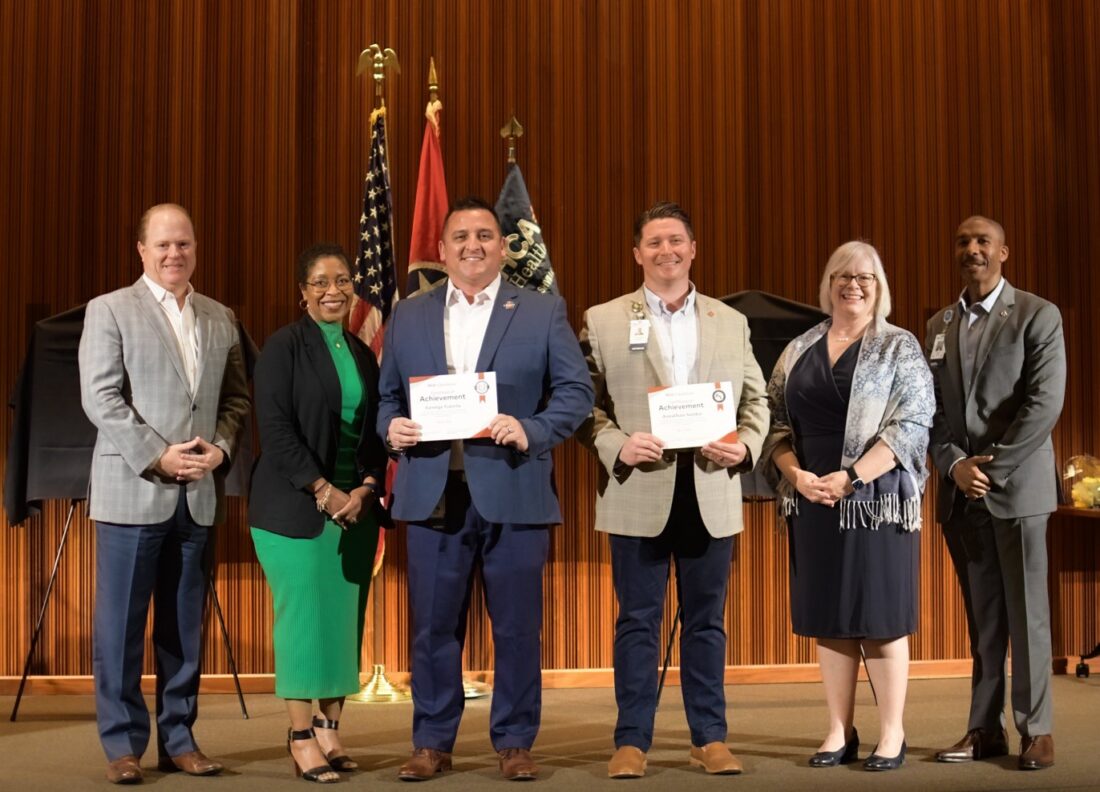 Pictured from left: Chad Wasserman, SVP and Chief Information Officer; Evelyn Cotton, VP, Shared Services, ITG; George Garcia, Senior Project Manager, ITG; Jon Snider, Military Affair Program Manager; Kathi Whalen, SVP and Chief Ethics and Compliance Officer; Terry Deas, AVP, Inclusion